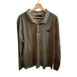 Harley-Davidson Men's Size XL Olive Green Long Sleeve Motorcycle Polo Shirt